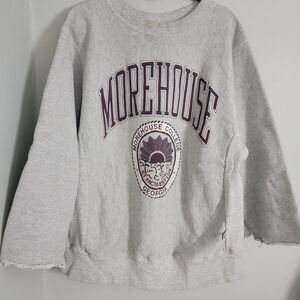 Vintage Morehouse College Crewneck Sweatshirt 90s Grey Tigers HBCU LARGE
